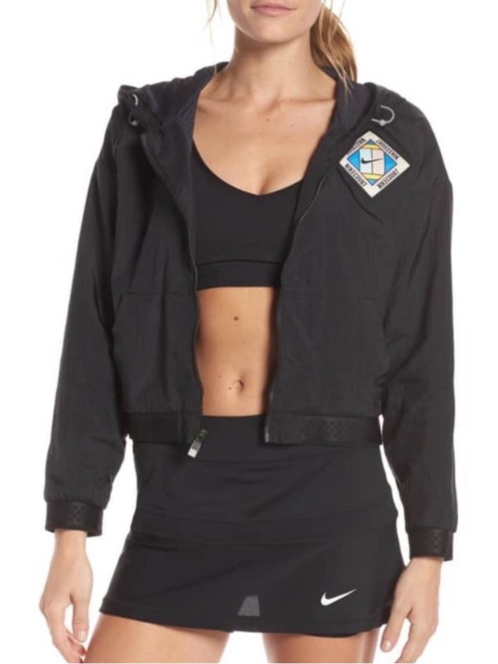 Nike court wind breaker cropped black windbreaker